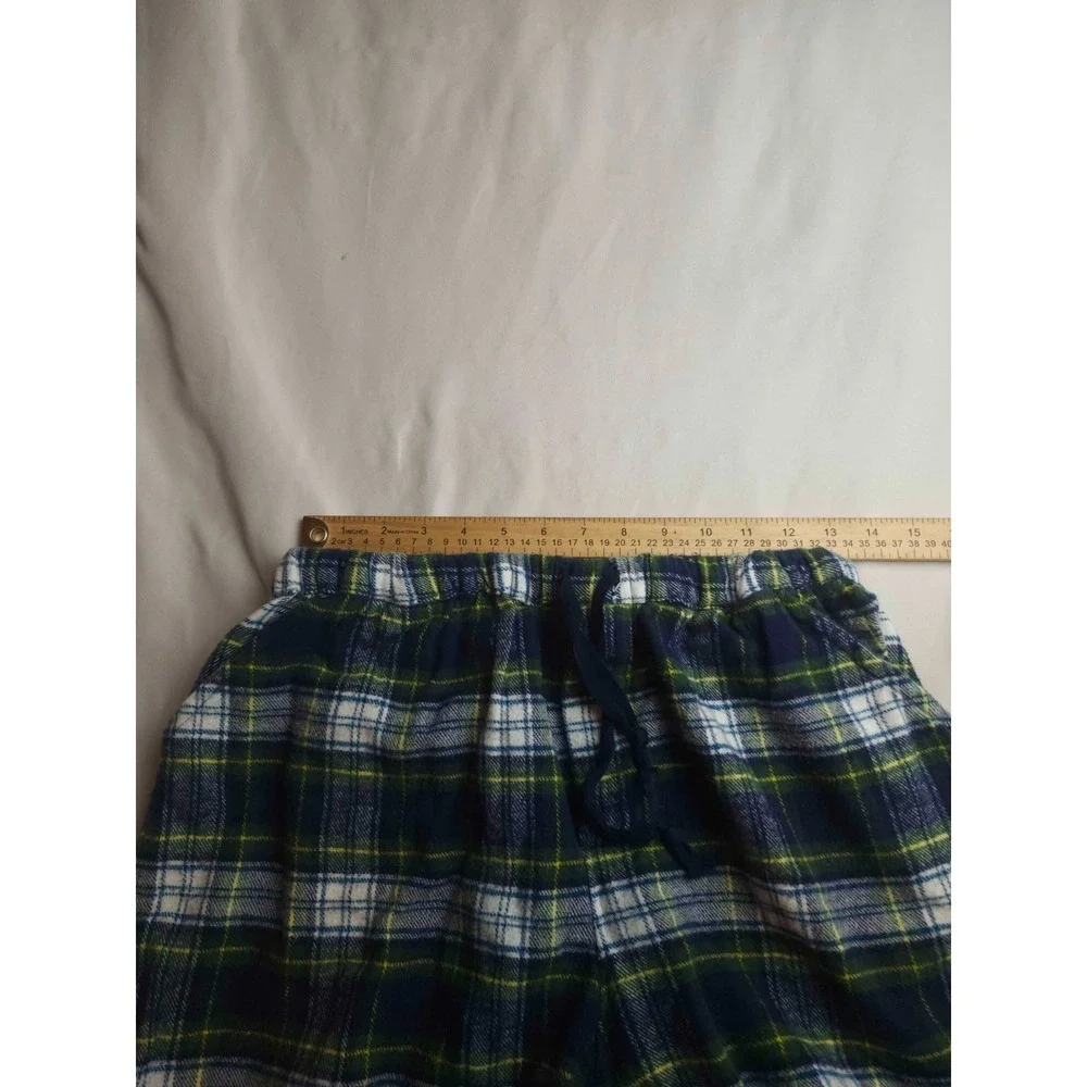 The Vermont Country Store Pajama Shorts Mens Medium Blue Green Plaid Cotton